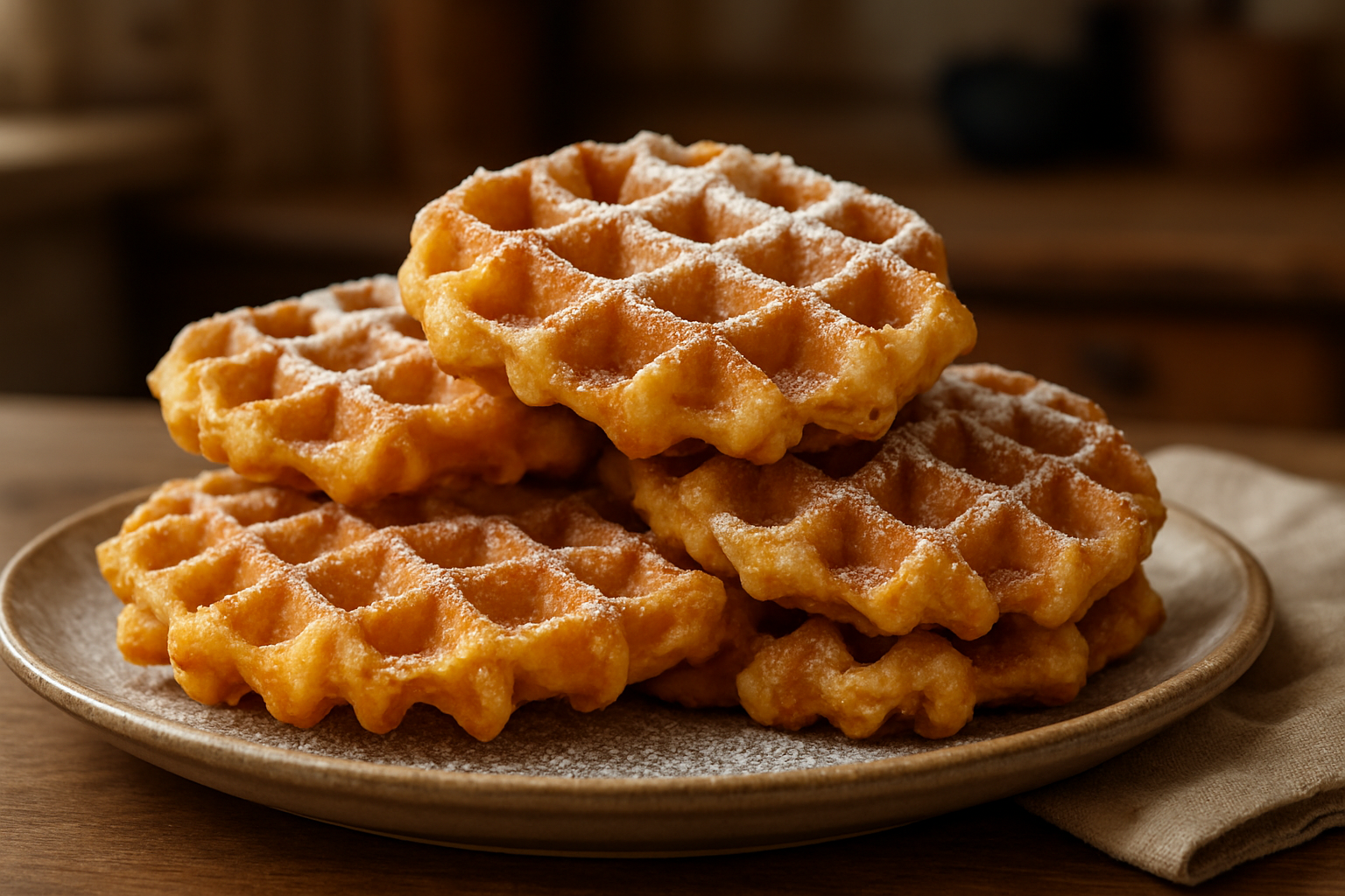 Sprungfedern-Waffeln: knusprig frittiertes Waffelgebäck