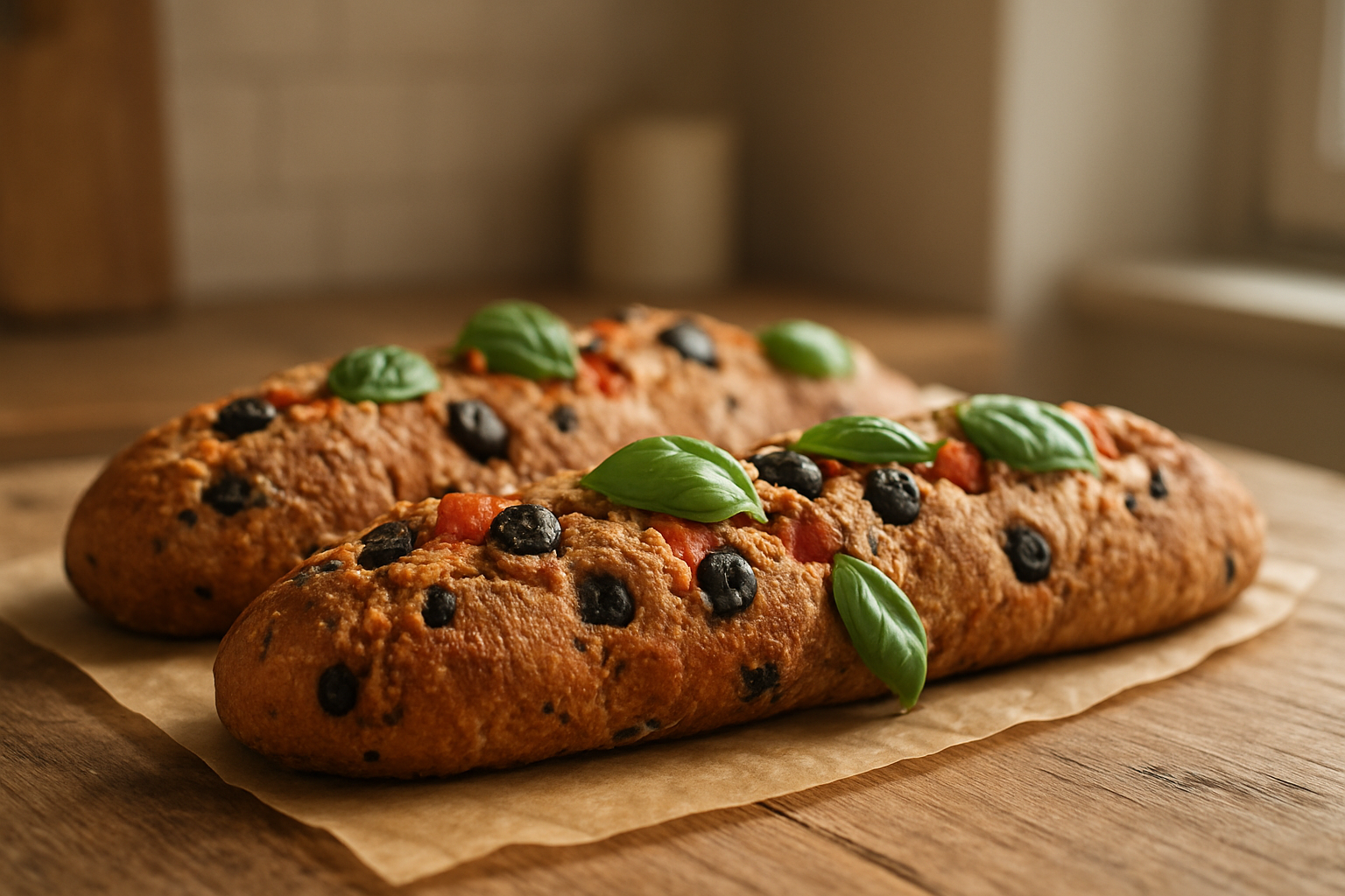 Wholemeal Baguettes with Olives and Tomatoes – Perfect for Everyday Baking