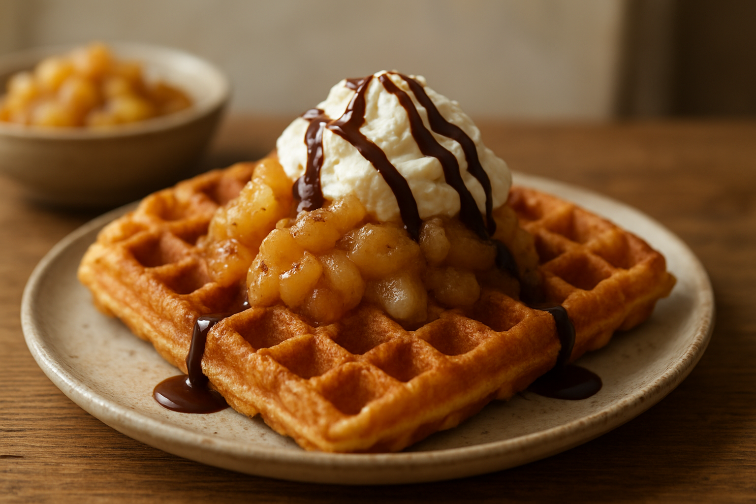 Waffeln mit Apfelkompott – Klassisches Dessert für den Herbstgenuss