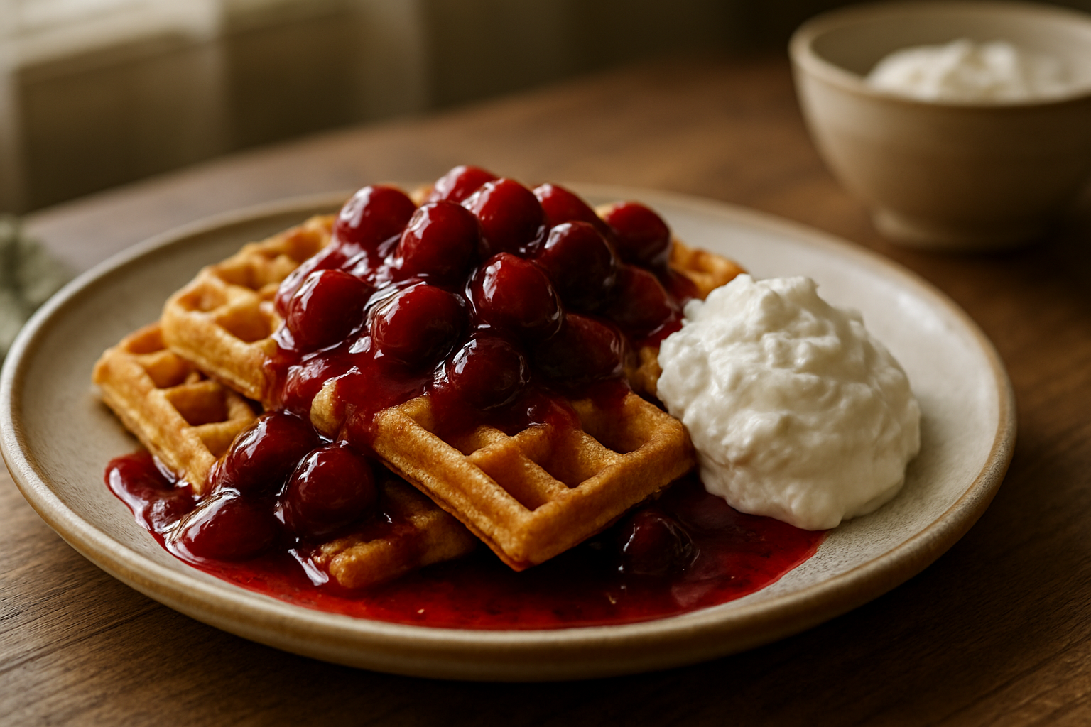 Waffles with Cherries and Advocaat – A Classic German Summer Dessert