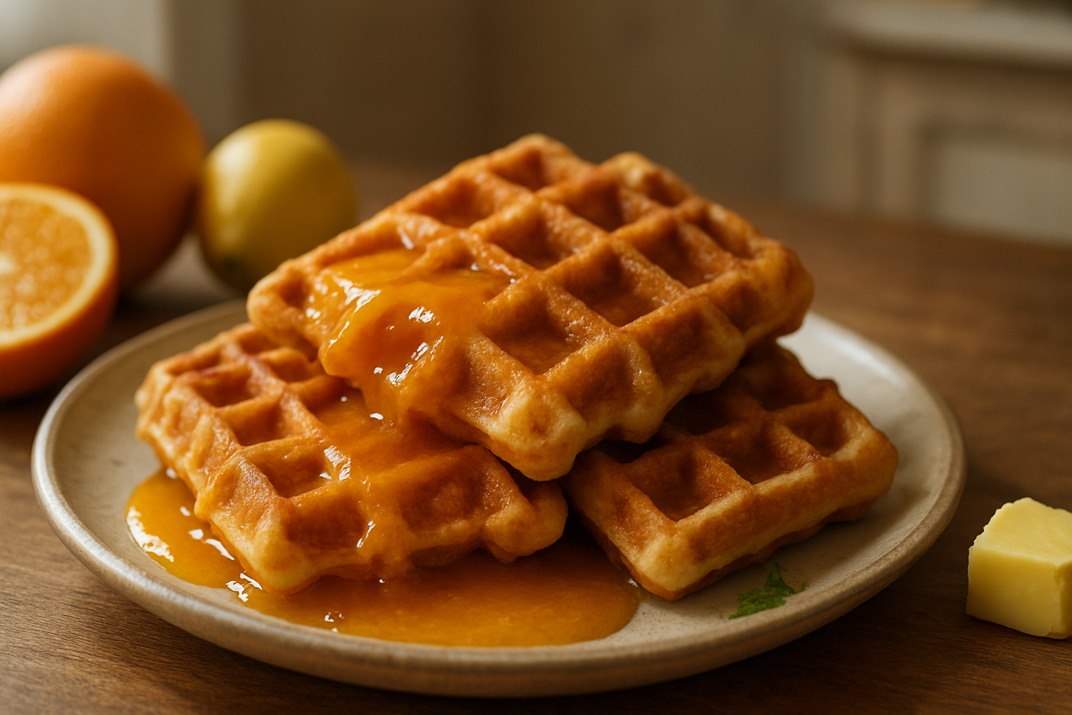 Golden Waffles with Orange Sauce – Perfect for Spring and Easter