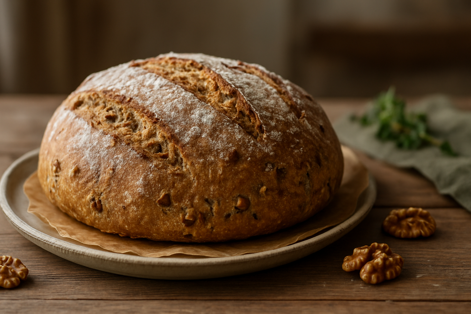 Walnussbrot backen: einfaches Rezept mit Roggen und Weizen
