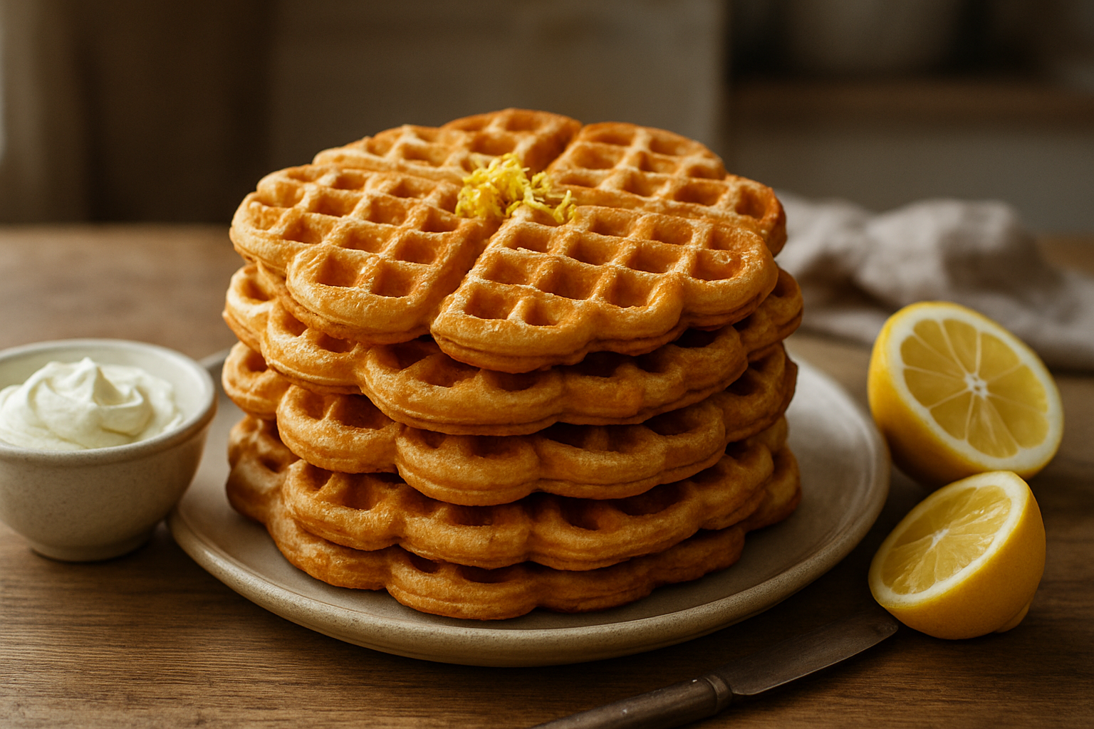 Lemon Waffles Recipe – Light, Buttery & Perfect for Spring Breakfasts