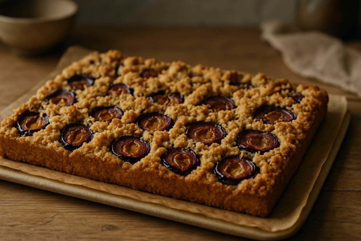 Zwetschgenkuchen vom Blech mit knusprigen Streuseln – Herbstklassiker backen