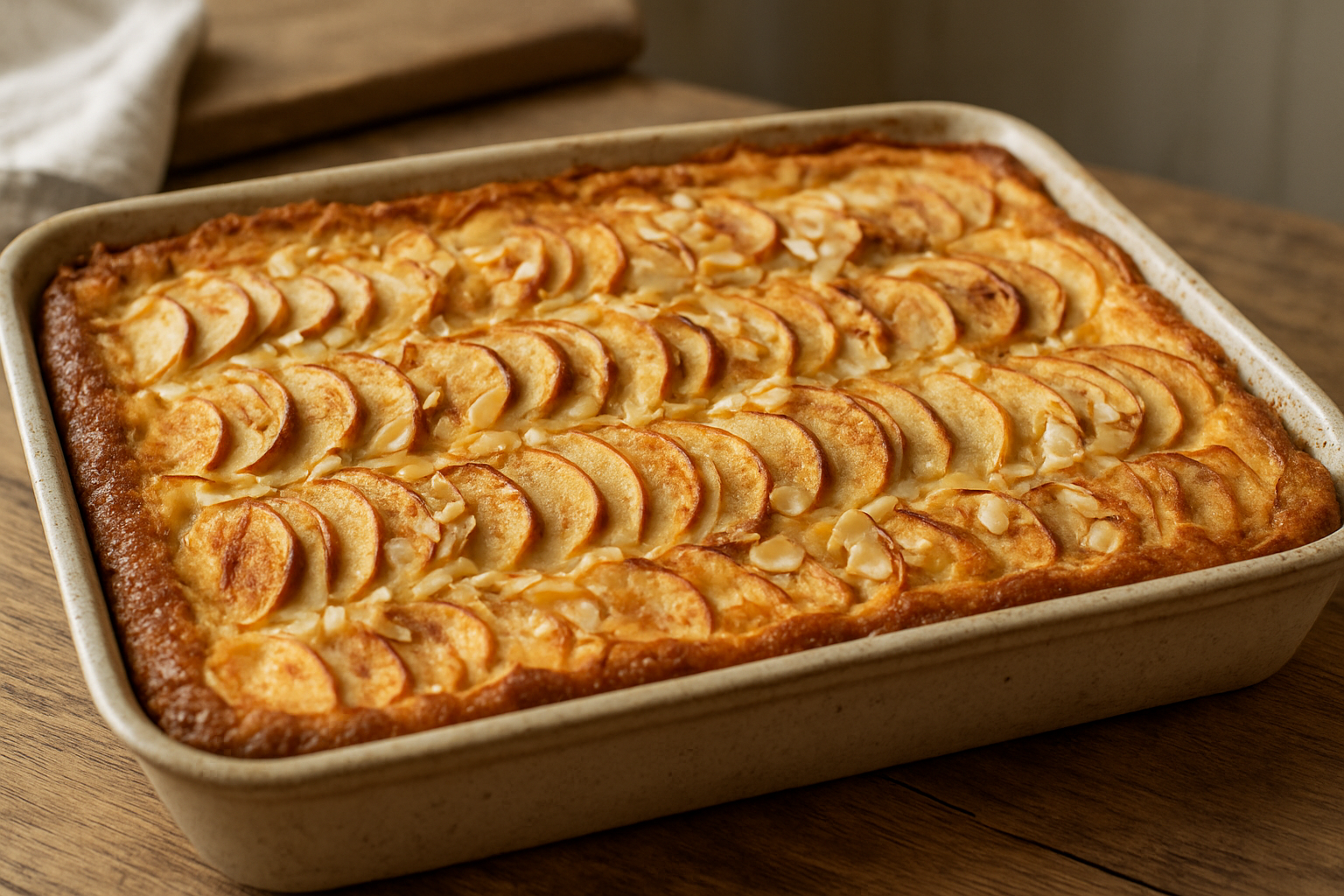 Bratapfelkuchen vom Blech mit Marzipan und Mandeln