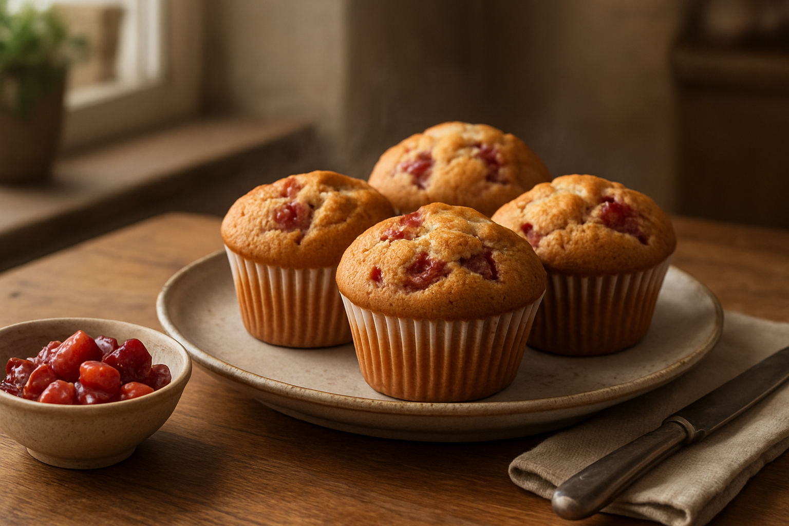 Saftige Erdbeermuffins mit Vanillearoma
