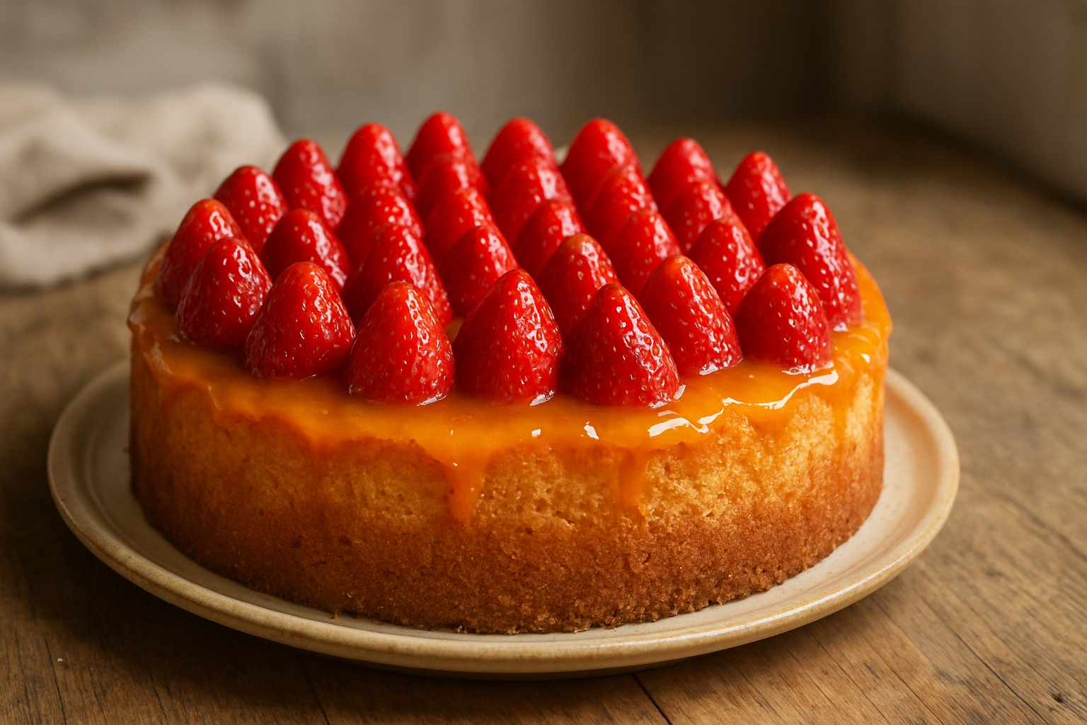Saftiger Erdbeerkuchen mit Orangenguss