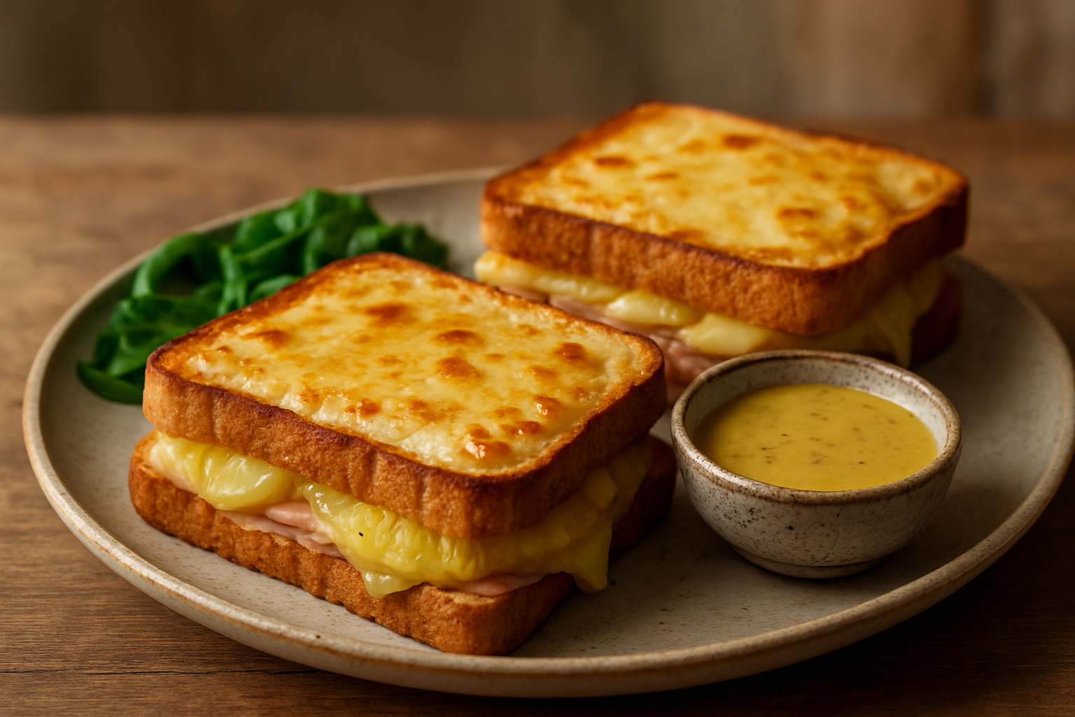 Croque Hawaii mit cremiger Currysauce