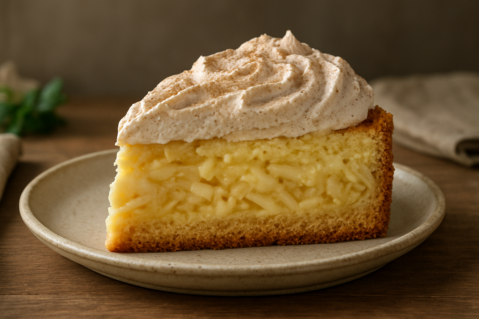 Apfelkuchen mit Vanillepudding und Zimtsahne