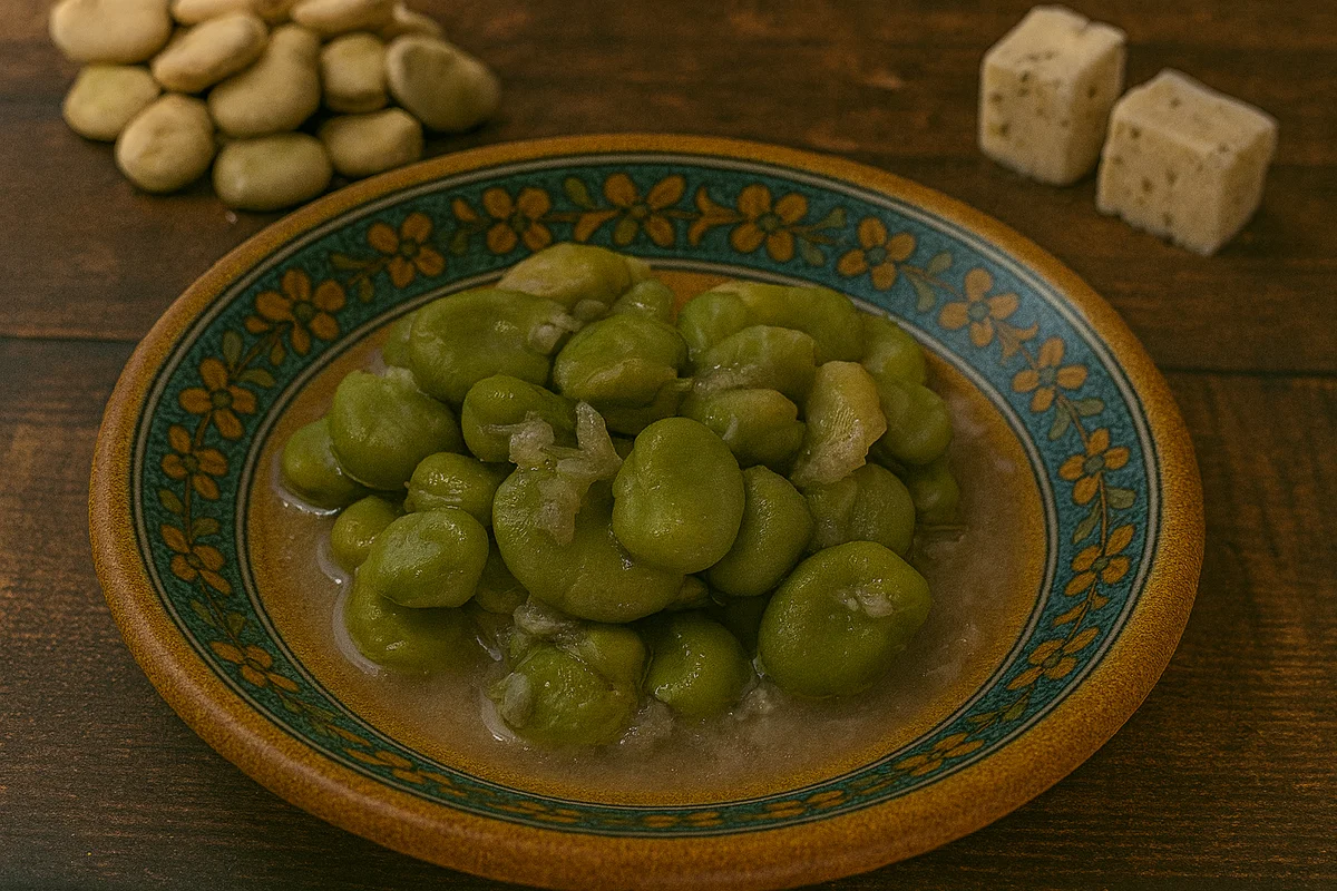 Frische Ackerbohnen mit gebackener Ricotta – Sizilianische Landküche pur