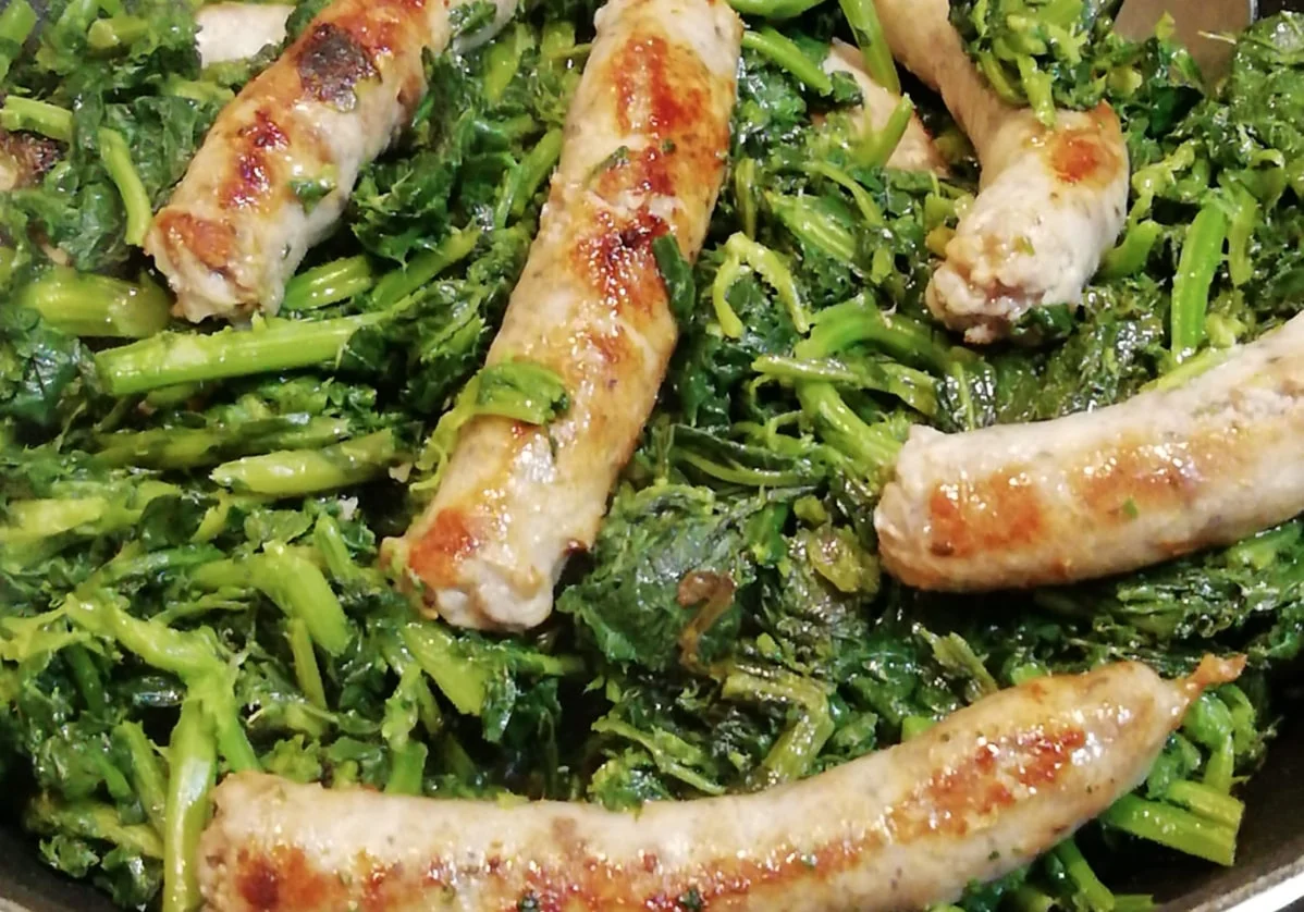 Roast Sausage with Sicilian Wild Greens
