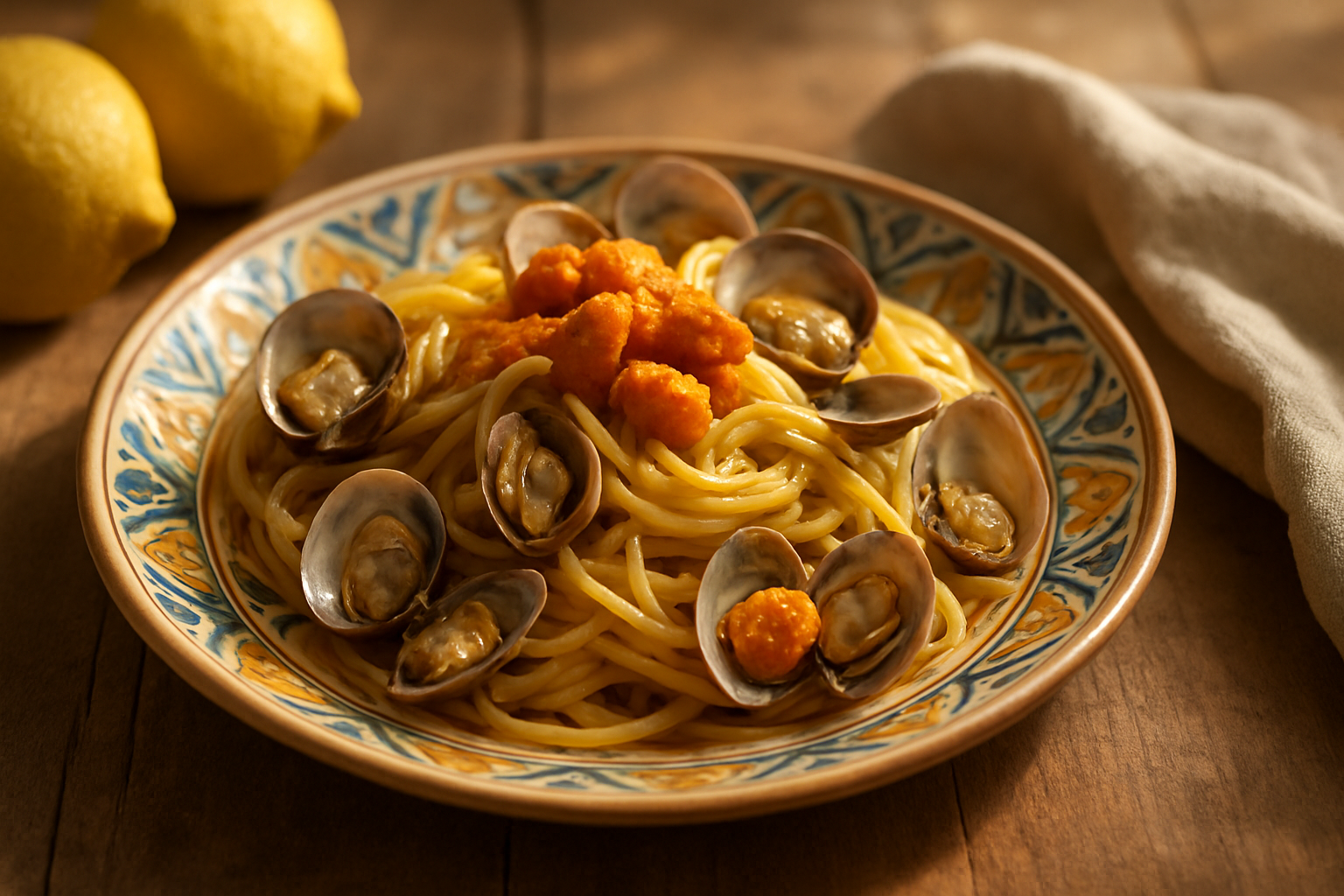 Spaghetti mit Venusmuscheln und Seeigeln – Sizilianisches Meereserlebnis