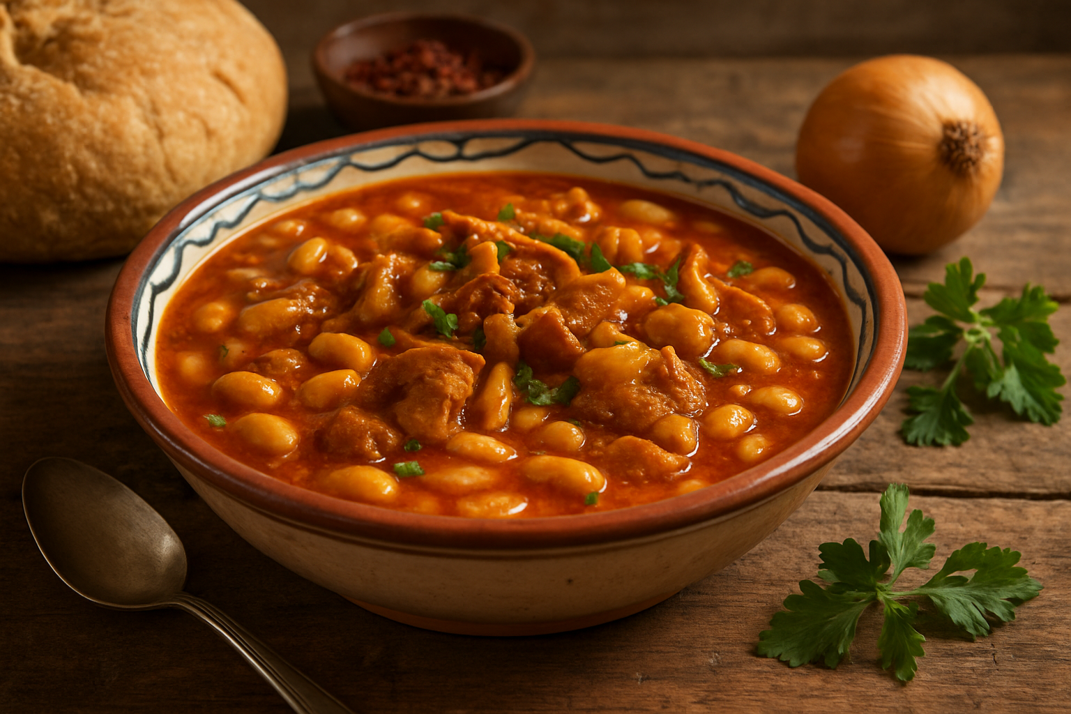 Rustikale Bohnensuppe mit Schweineschwarten aus den Nebrodi-Bergen